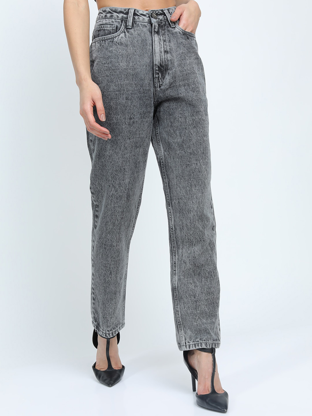 Tokyo Talkies Women Grey Clean look Heavy Fade Cotton Jeans