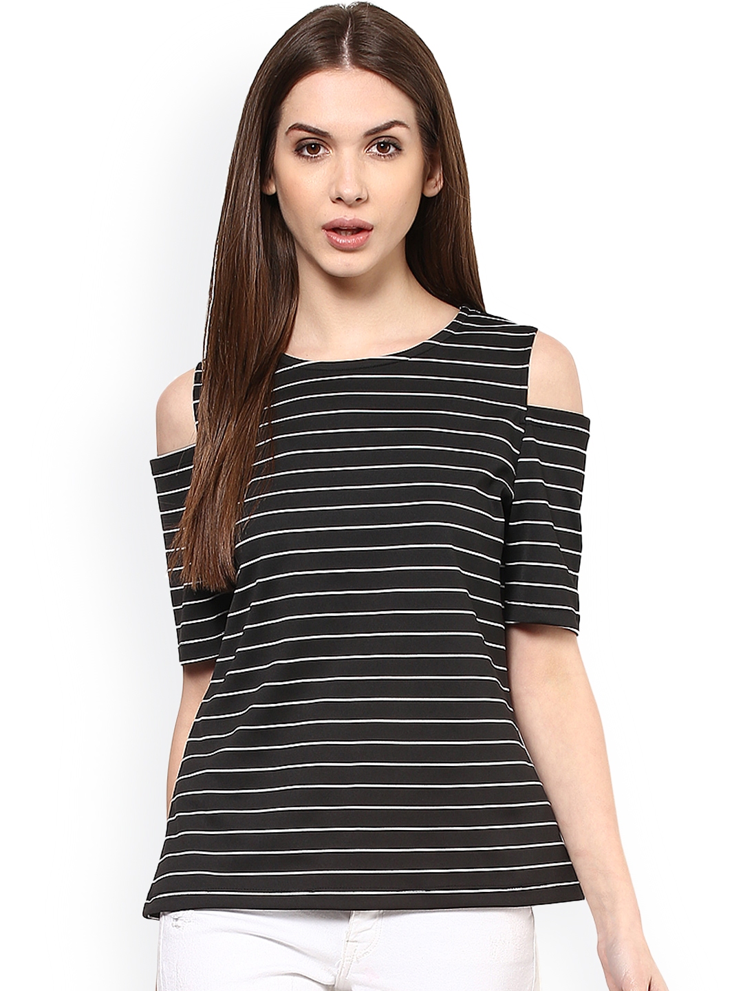 Black and white hotsell cold shoulder top