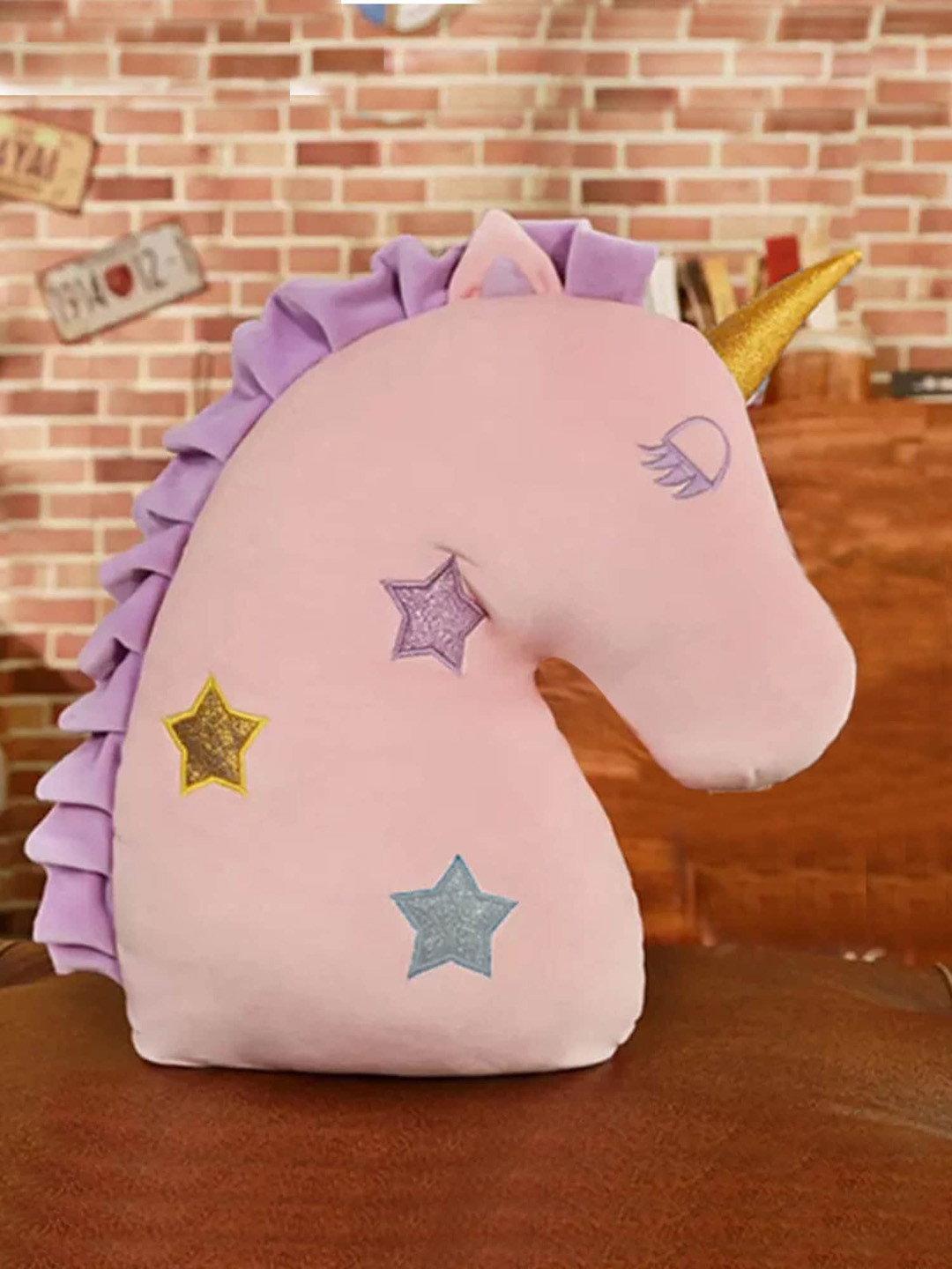 STYBUZZ Kids Pink Unicorn Face Cushion