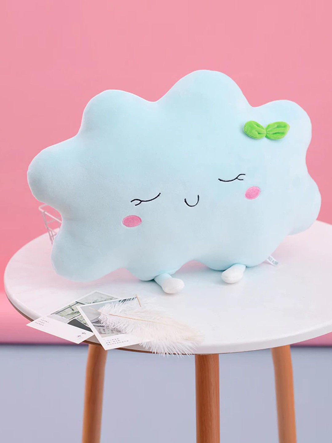 STYBUZZ Kids Blue Embroidered Cloud Shaped Cushion Pillow