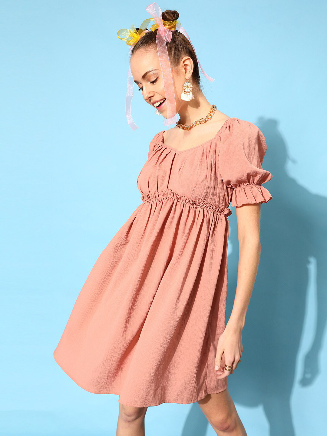 STREET 9 Rose Pink Crepe Blouson Dress