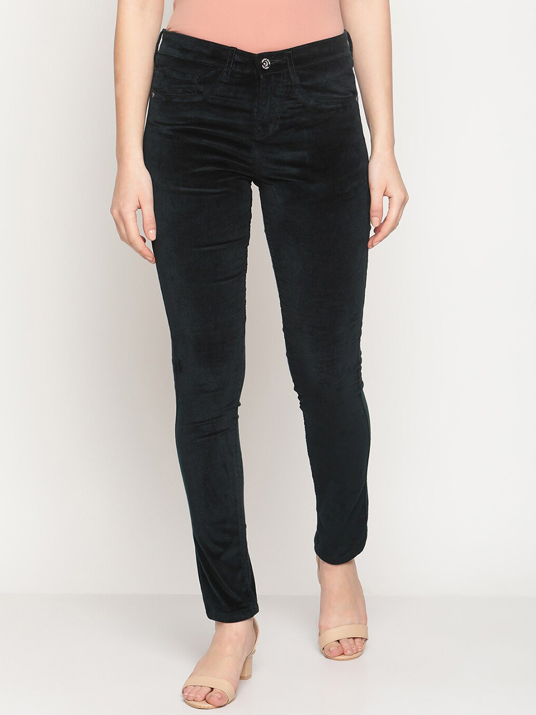 METTLE Women Green Light Fade Stretchable Jeans