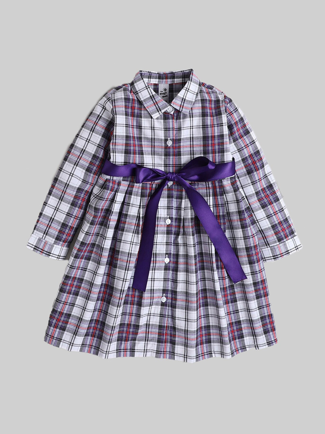 The Magic Wand Purple Checked Shirt Dress