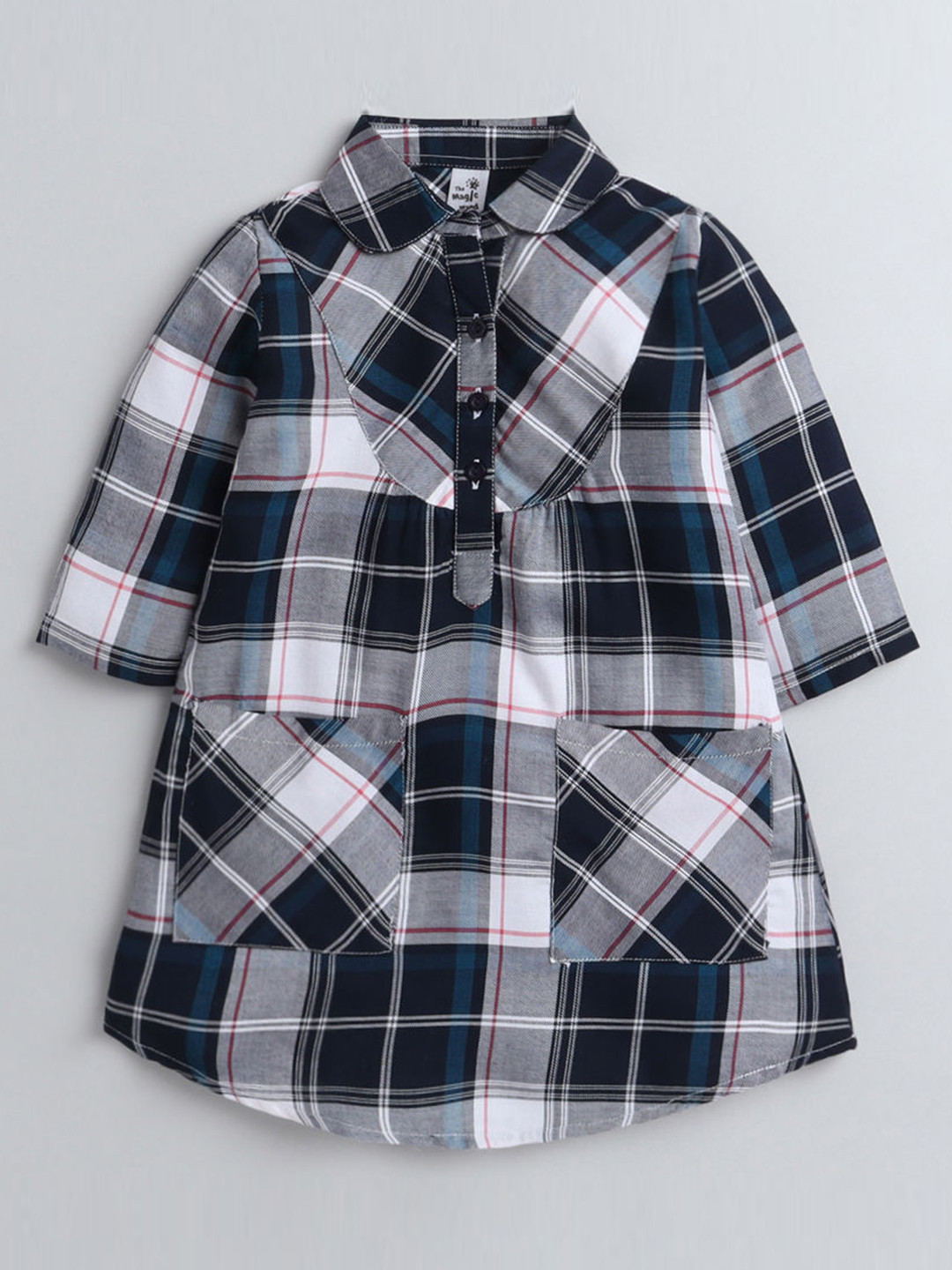 The Magic Wand Grey & Black Checked Shirt Dress