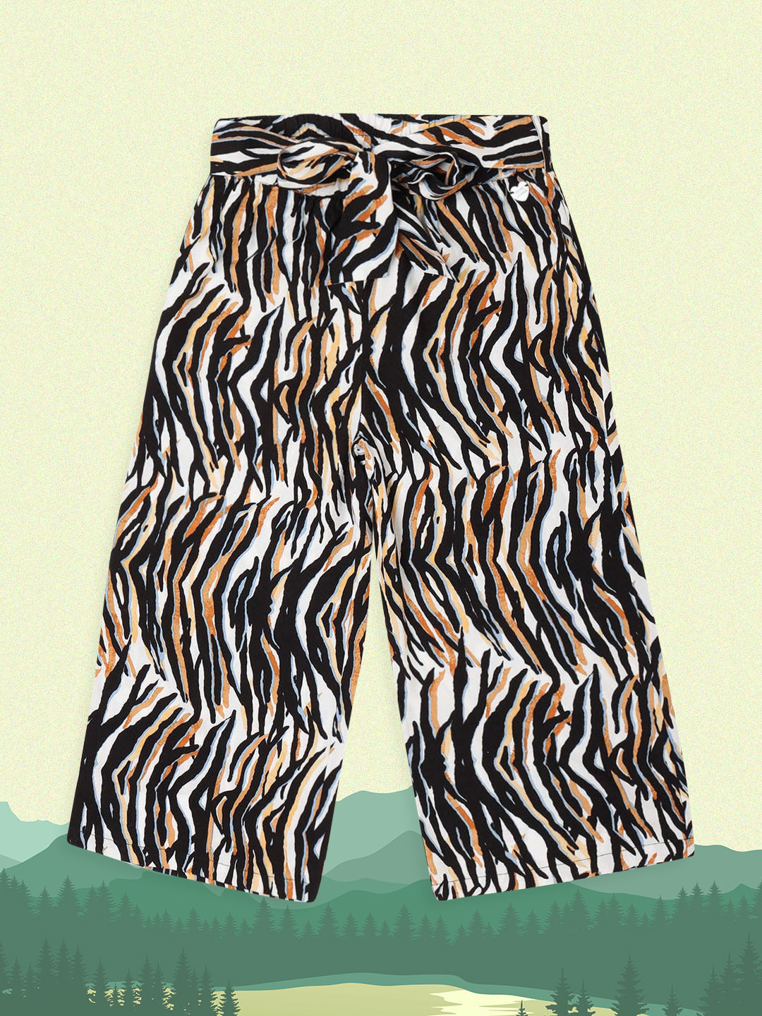 Pepe Jeans Girls Brown Animal Printed Comfort Cargos Trousers