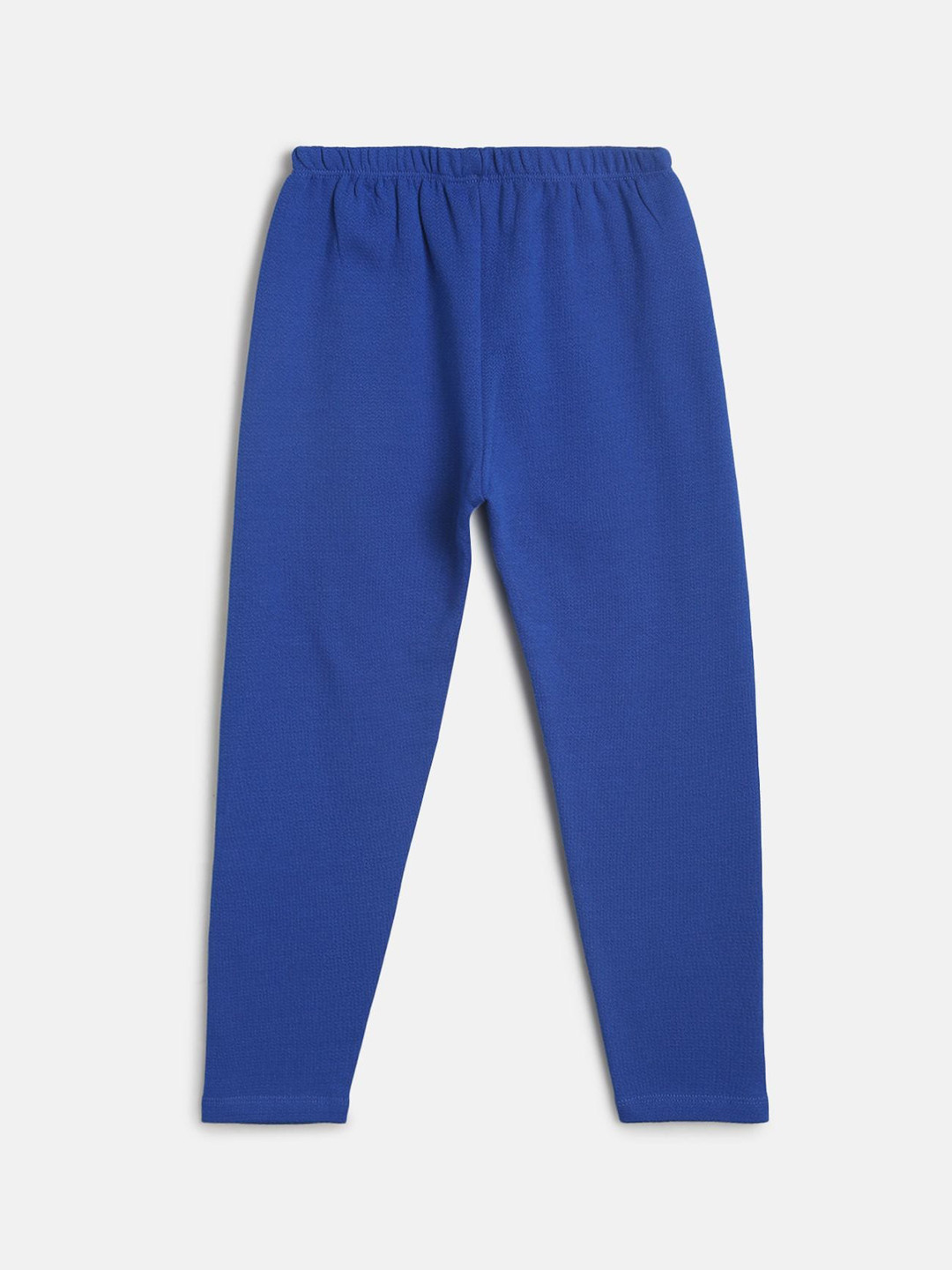 MINI KLUB Girls Blue Solid Pure Cotton Knitted Track Pants
