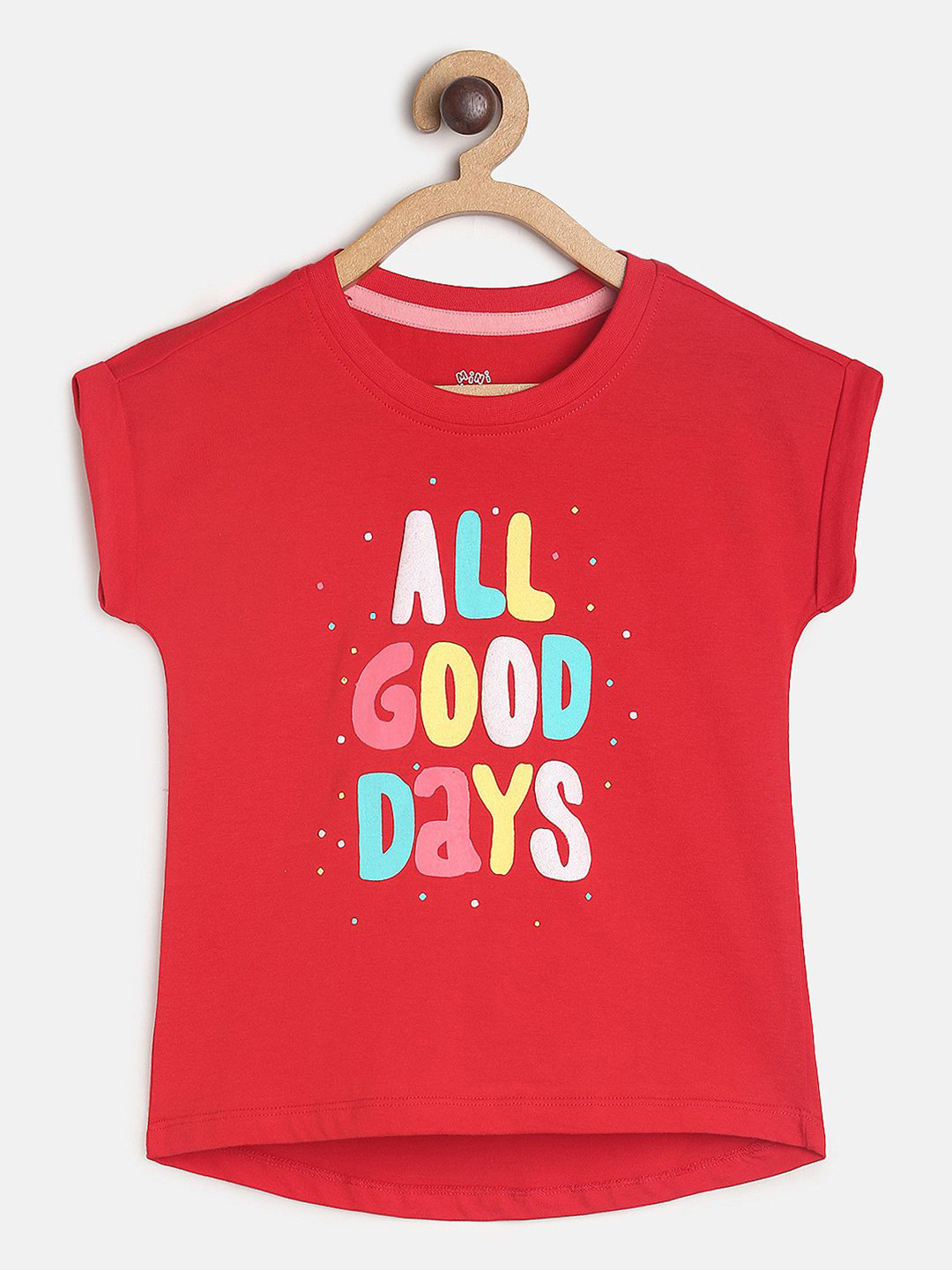 MINI KLUB Girls Red Print Extended Sleeves Top
