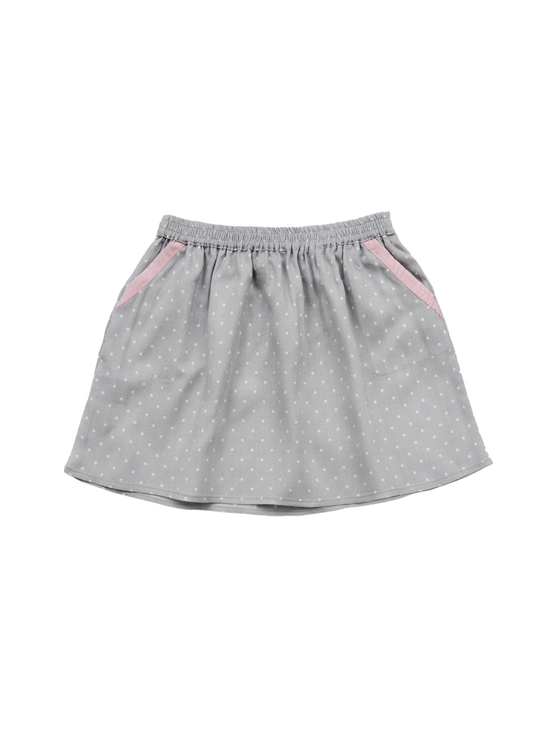 IDK Girls Grey Polka Dot Print A-Line Skirt