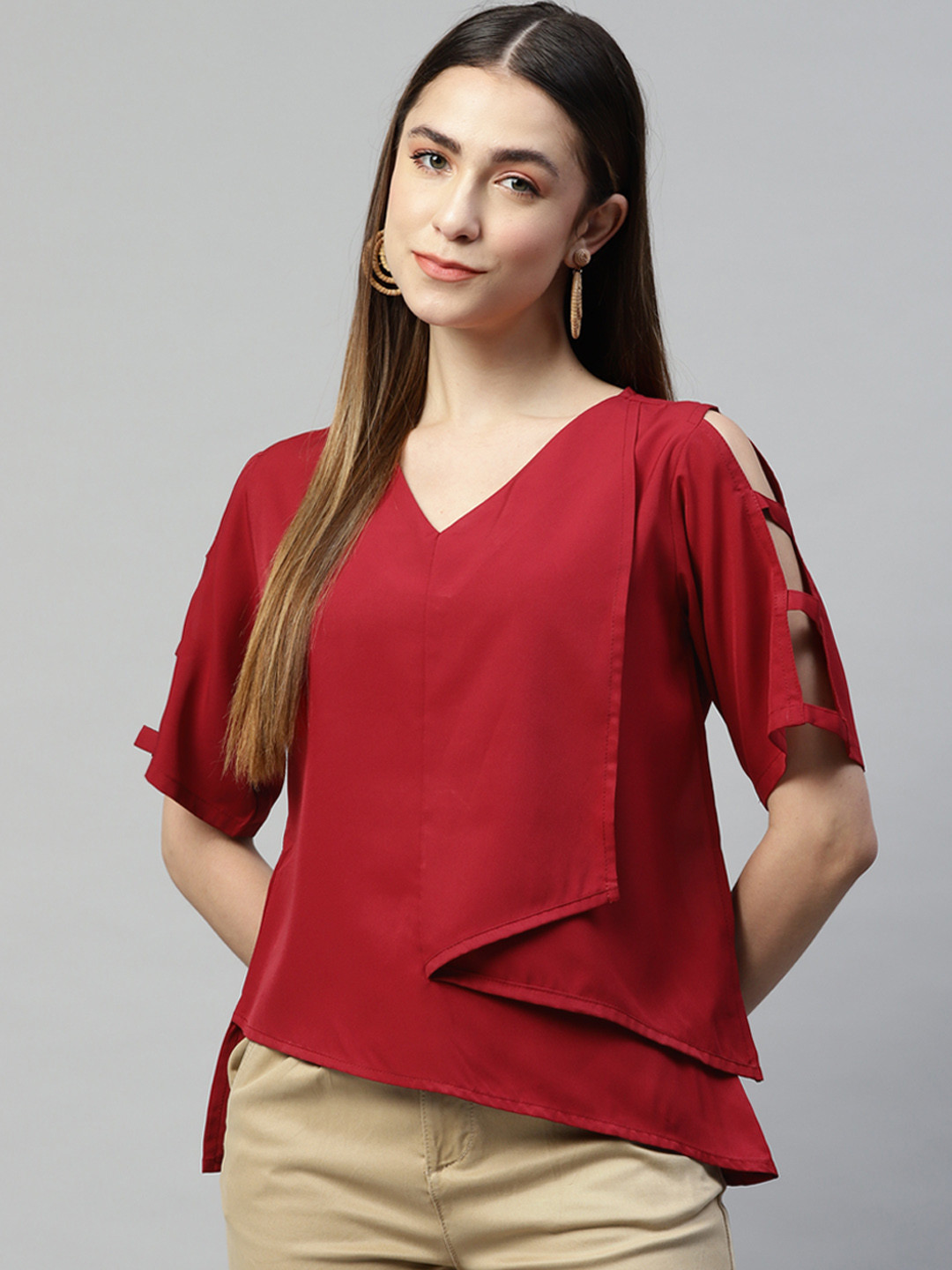 Ives Maroon Crepe Top