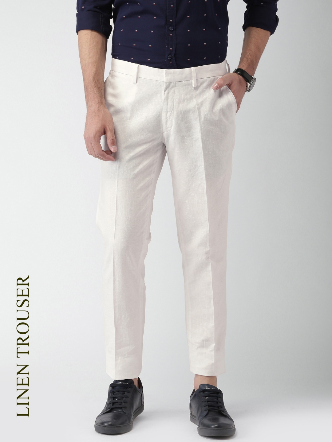 Buy Villain Mens Formal Trousers  Slim Fit Formal Pants  Off White at  Amazonin