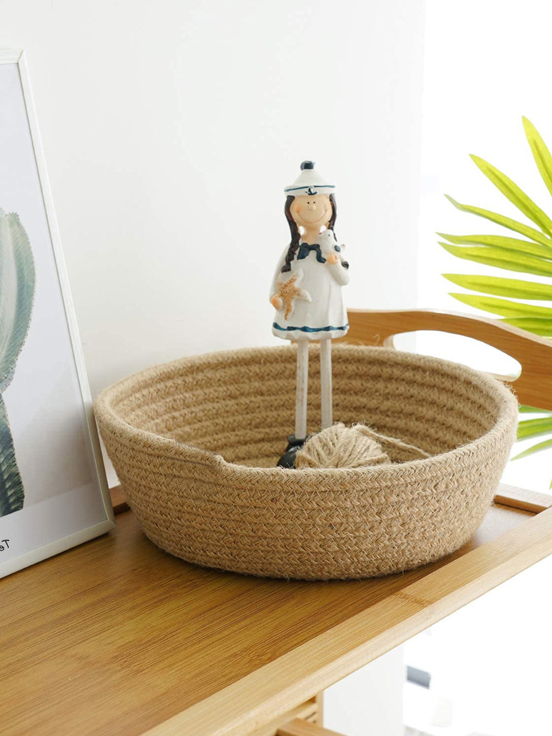 HABERE INDIA Beige Multi-Purpose Handcrafted Jute Basket Organizers