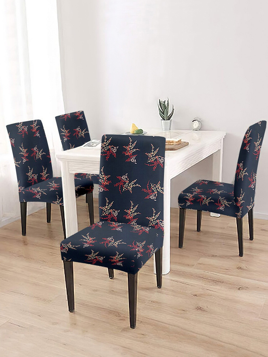 Cortina Set Of 4 Charcoal Grey Printed Chair Covers