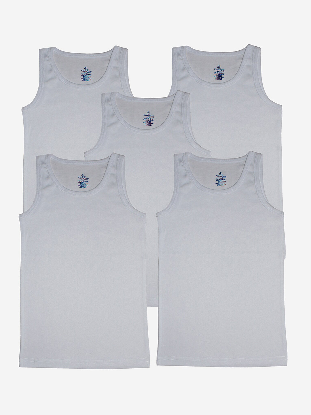 KiddoPanti Pack of 5 Boys Solid Cotton Rib Vest