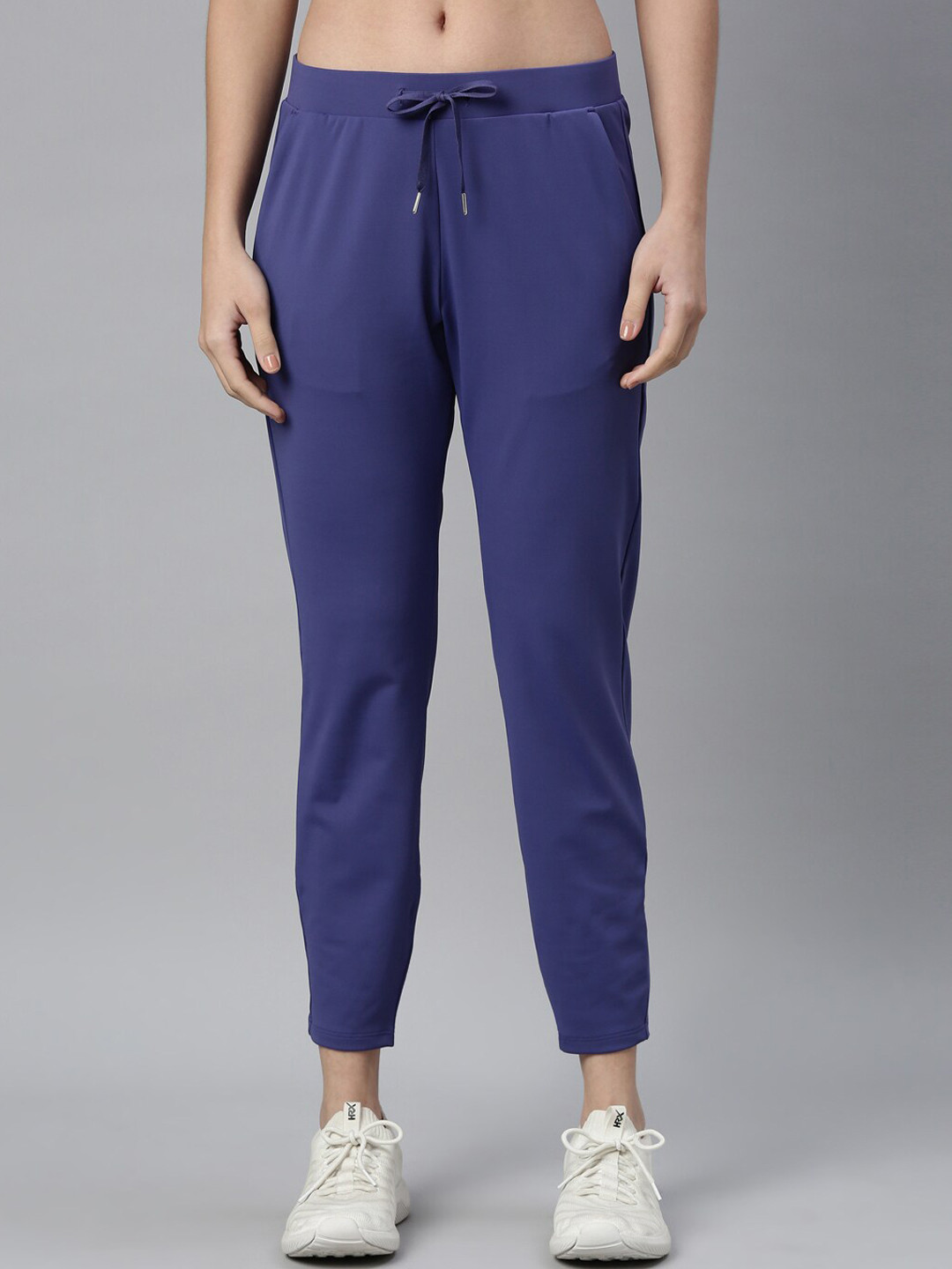 Enamor Women Blue Solid Antimicrobial Straight-Fit Track Pants