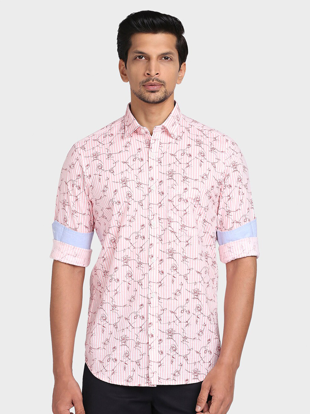 ColorPlus Tailored Fit Floral Printed Cotton Casual Shirt