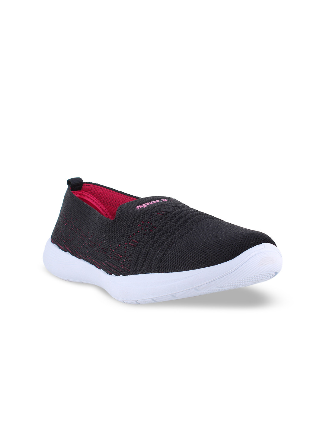 Sparx Women Black Textured Slip-On Sneakers