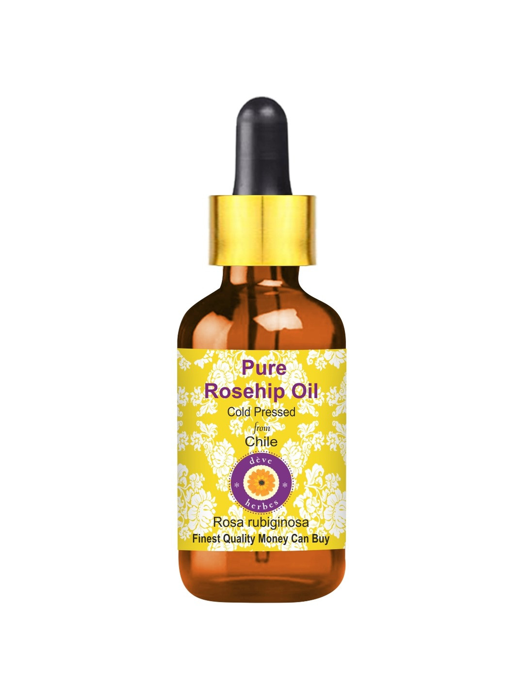 Deve Herbes Pure Rosehip Seed Cold Pressed Oil with Glass Dropper - 5ml