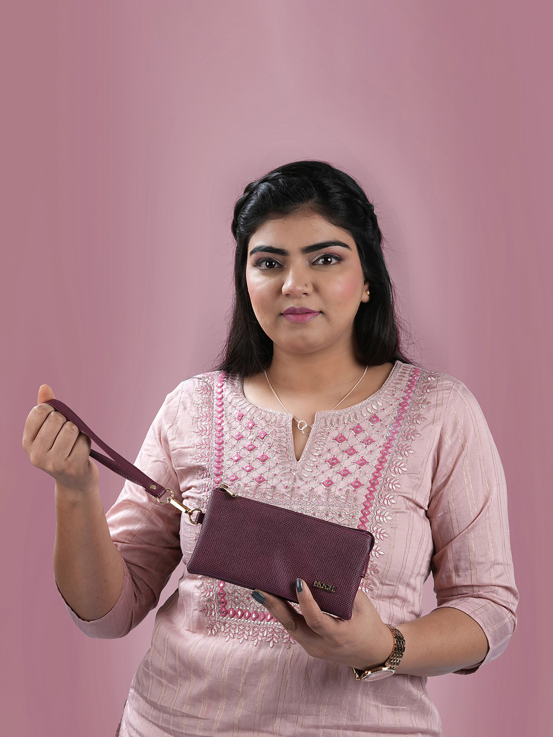 Mochi Burgundy Textured Purse Clutch