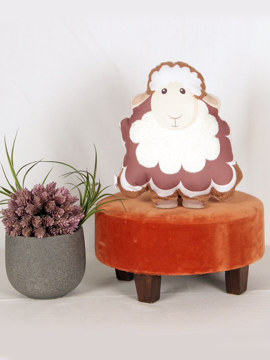 Sivya Kids Brown & White Printed Sheep Shape Floor Cushion