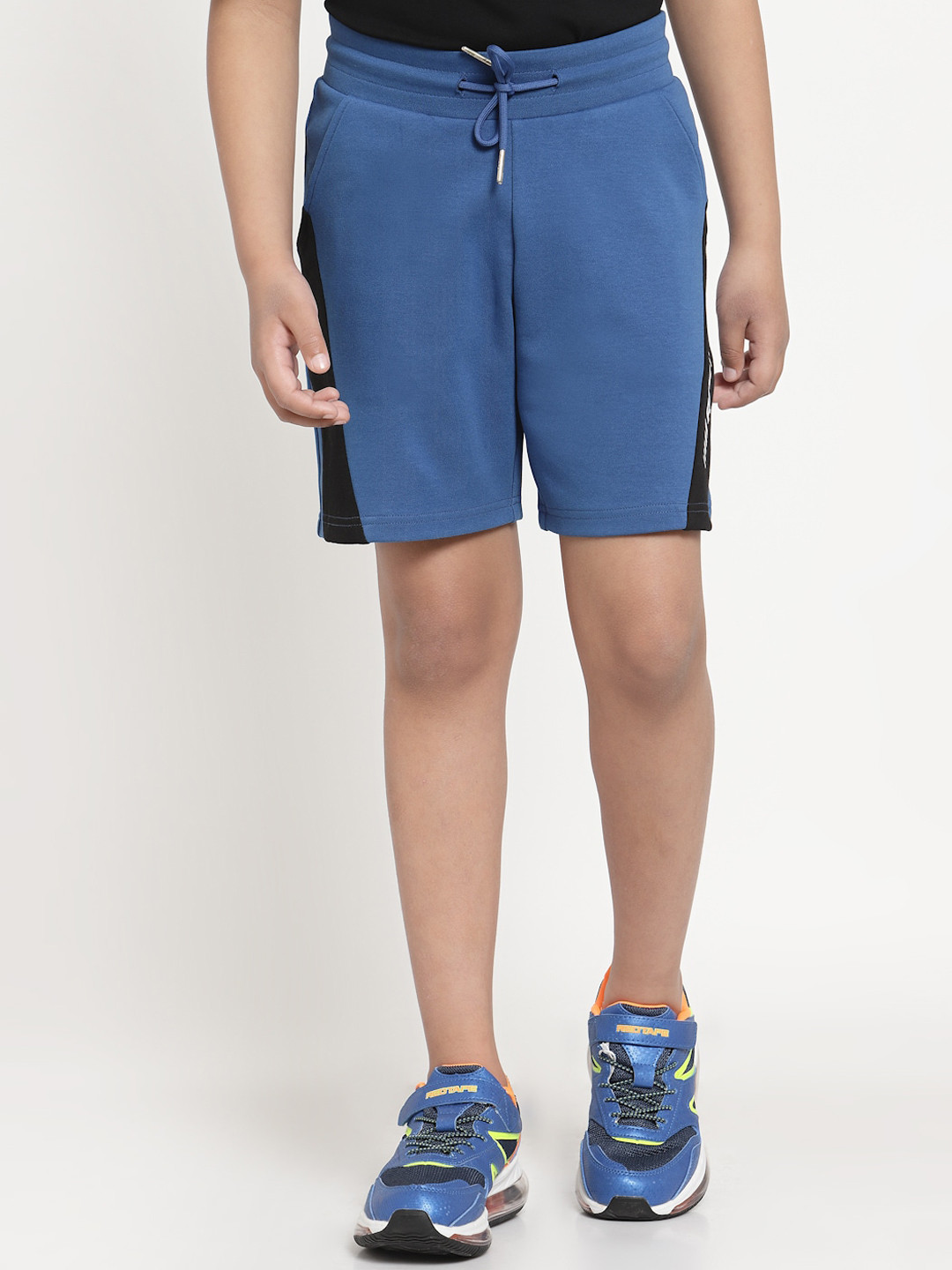 Red Tape Boys Blue & Black Brand Logo Printed Shorts