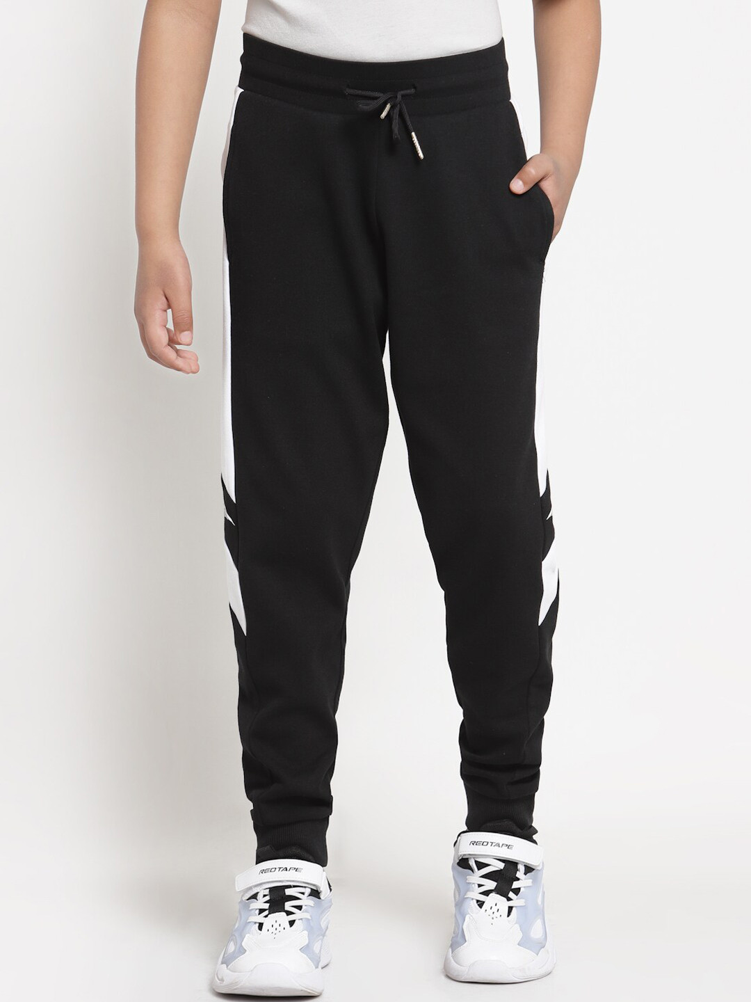 Red Tape Boys Black & White Colourblocked Joggers