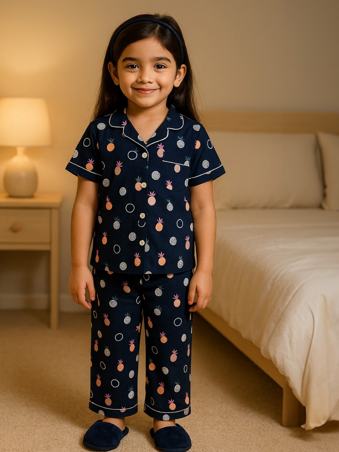Wish Karo Girls Navy Blue Night suits