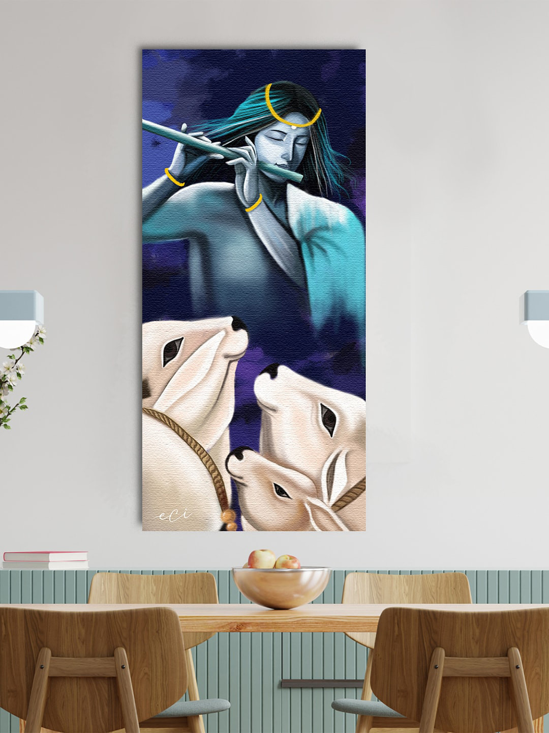 eCraftIndia Multi-Coloured Meera Krishna Canvas Printed Wall Art