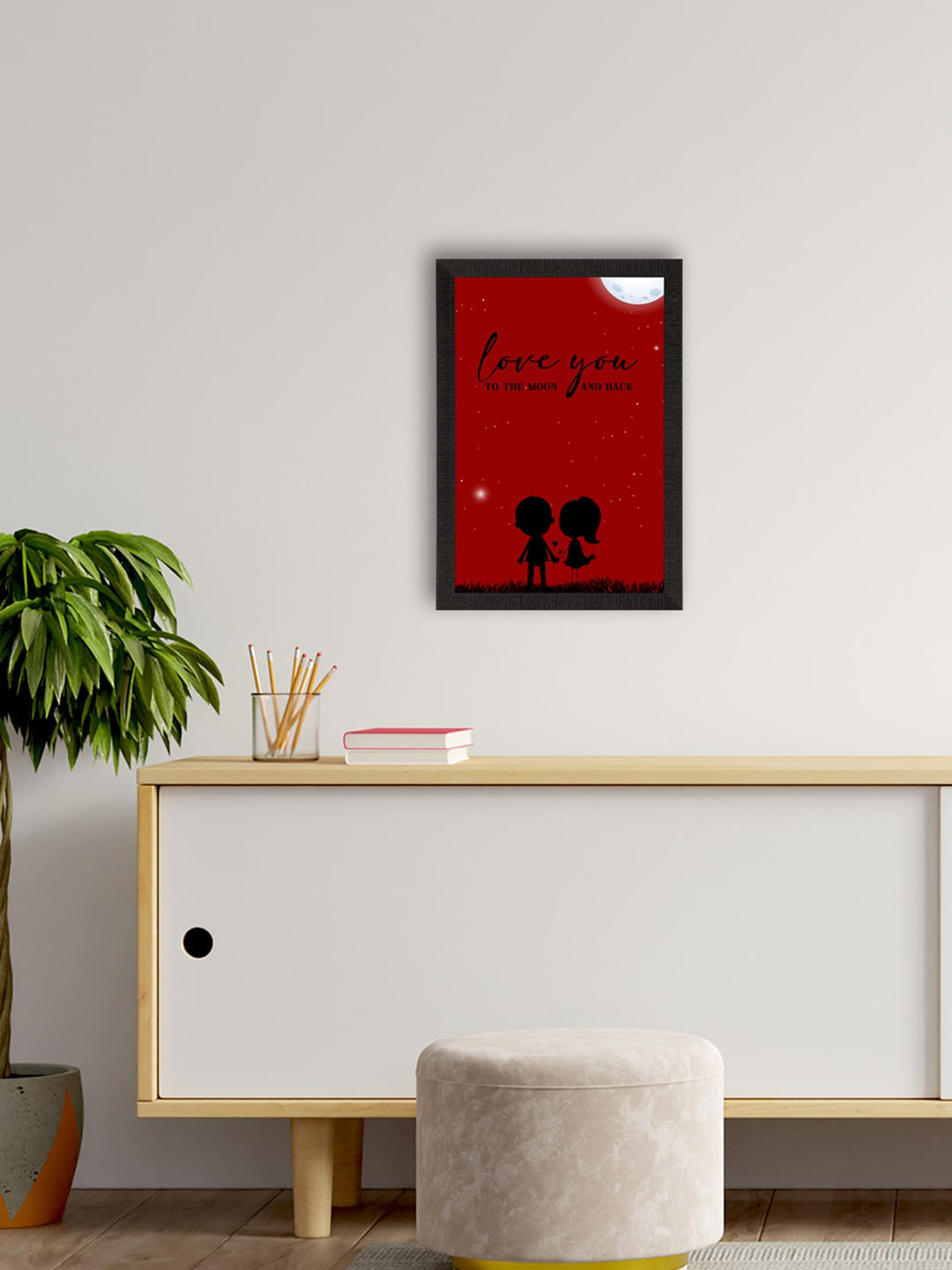 eCraftIndia Red Love Theme Satin Matte Texture UV Art Wall Painting