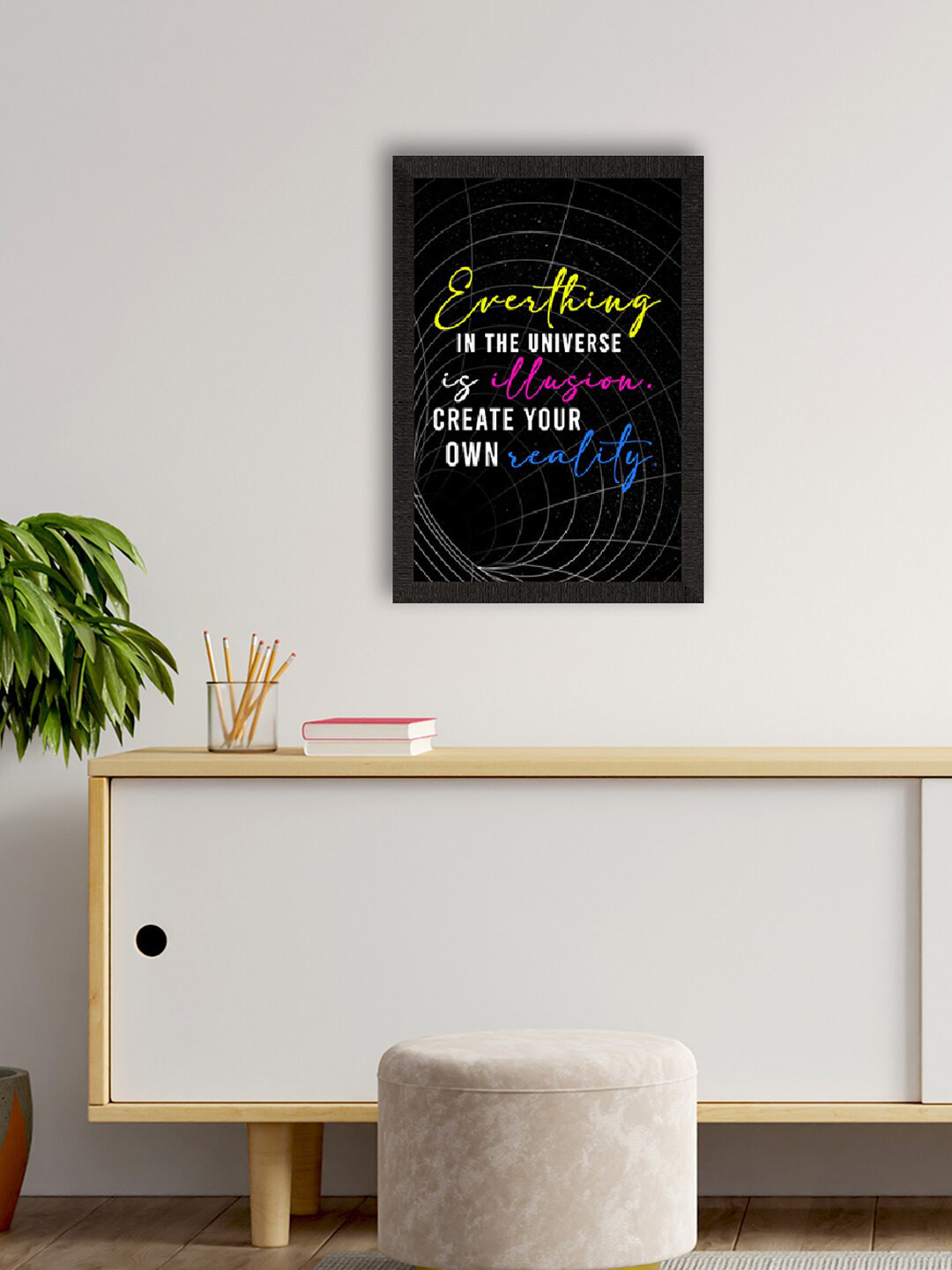 eCraftIndia Black Everthing in the Universe Motivational Quote Wall Painting