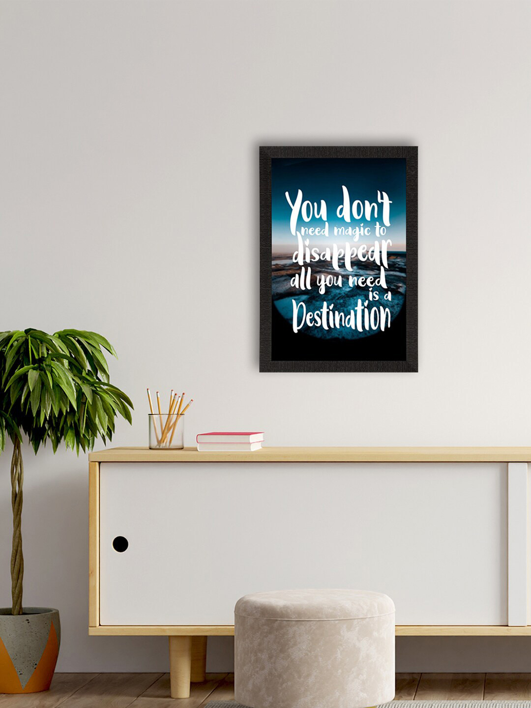 eCraftIndia Navy Blue & White Motivational Quote Satin Matt Texture UV Art Wall Painting
