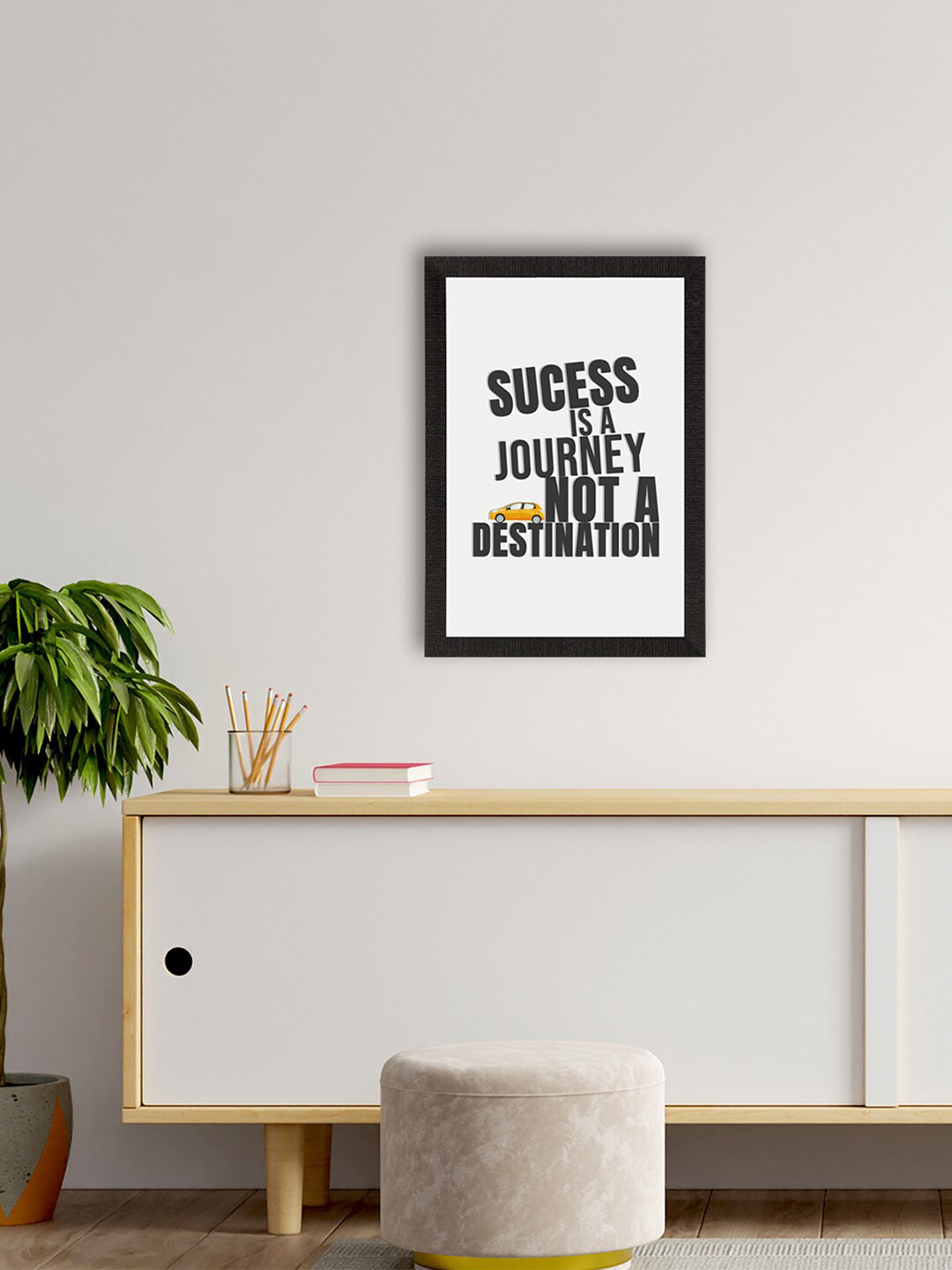 eCraftIndia White & Black Motivational Quote Satin Matt Texture UV Art Wall Painting
