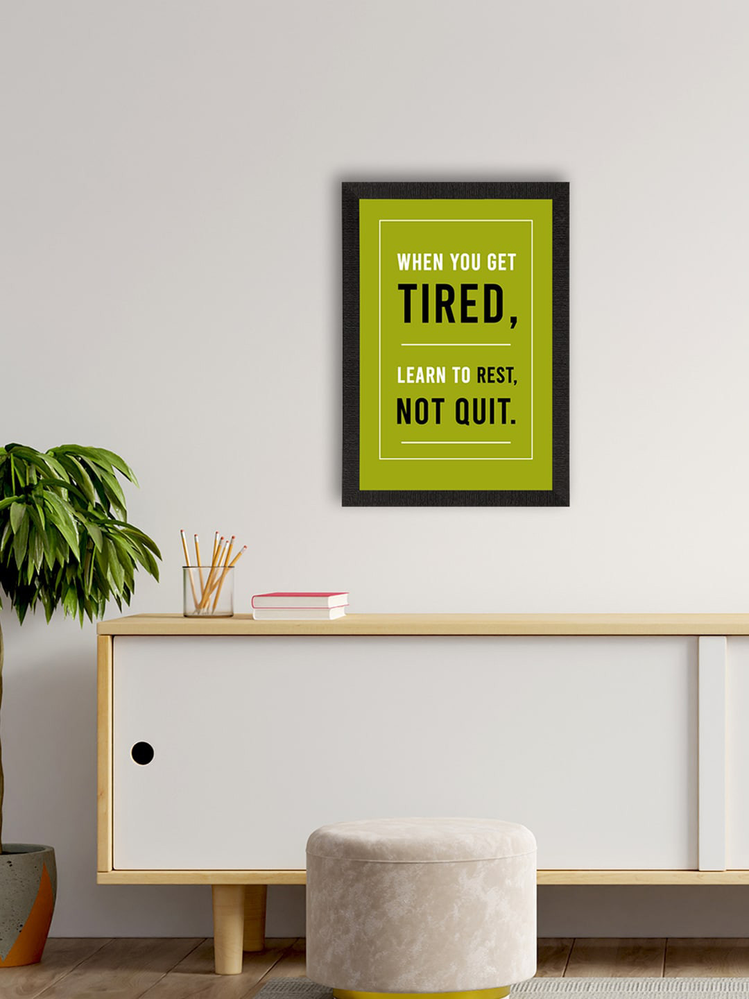 eCraftIndia Green & Black  Motivational Quote Painting Wall Art