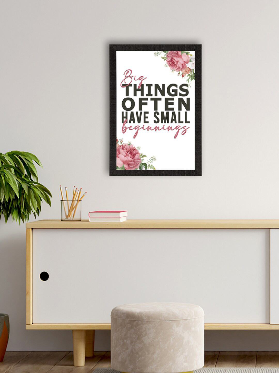 eCraftIndia Quotes White Wall Living Room Rectangle Potrait Paintings Wall Art -20 x 13In