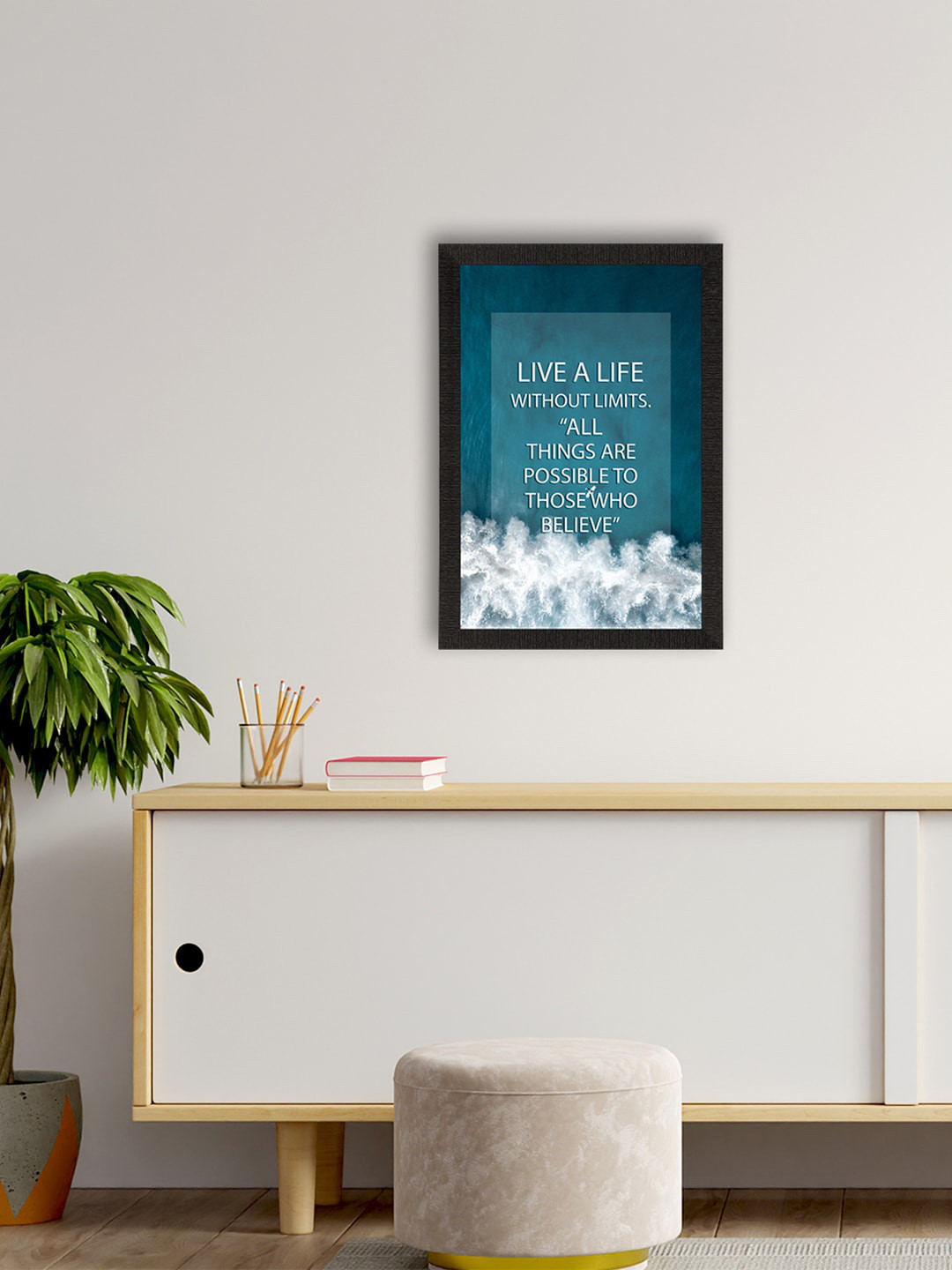 eCraftIndia Blue Motivational Quote Wall Art