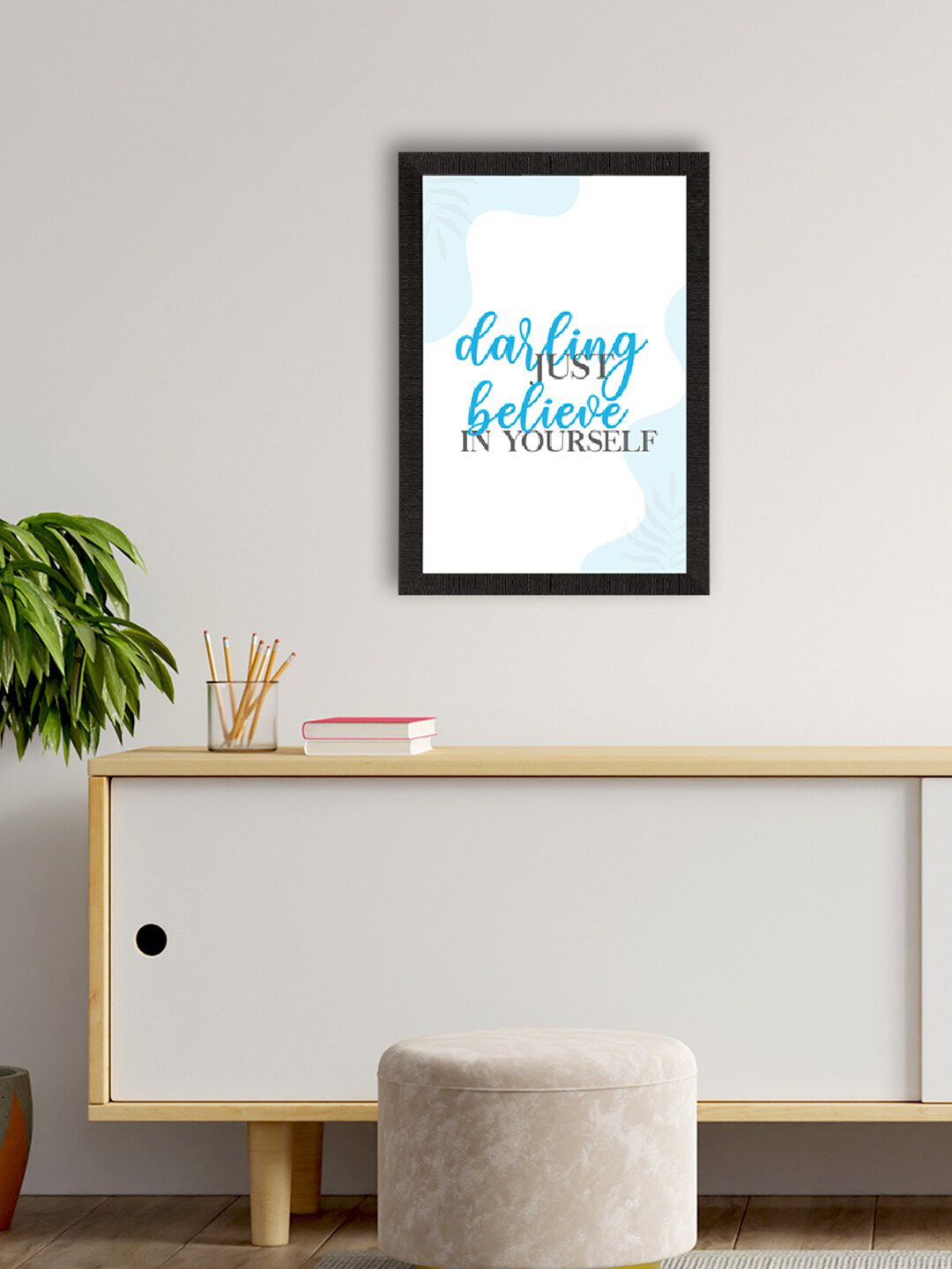 eCraftIndia Quotes White Wall Living Room Rectangle Potrait Paintings Wall Art -20 x 13In