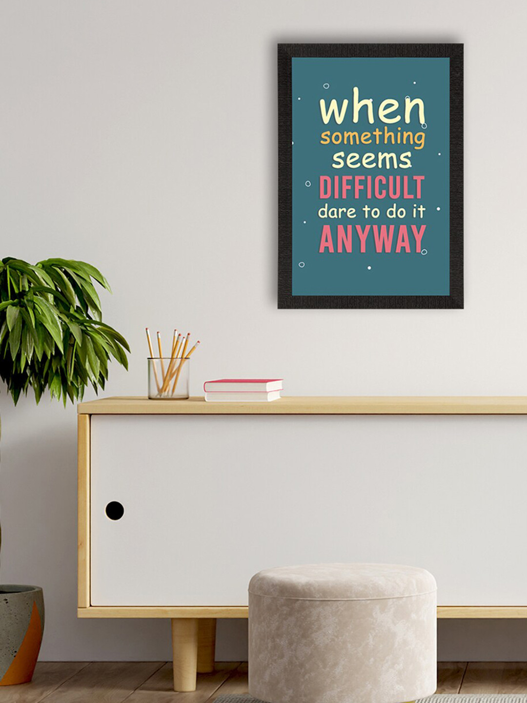 eCraftIndia Sea Green Motivational Quotes Printed Framed Wall Art