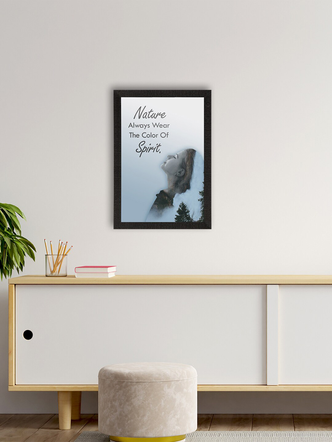 eCraftIndia Blue & Black Nature Quote Satin Matt Texture UV Art Painting