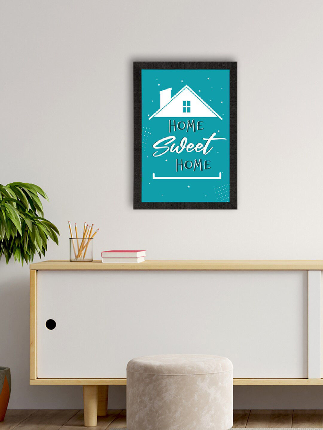 eCraftIndia Blue & White Motivational Quote Printed Framed UV Art Painting