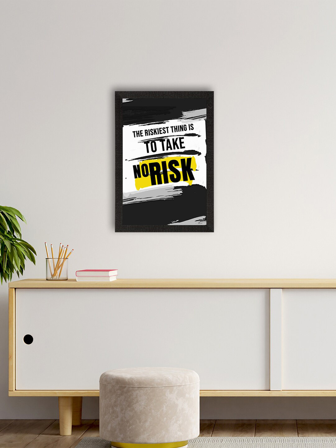 eCraftIndia The Riskiest thing Motivational Quote Satin Matt Texture UV Wall Art Painting