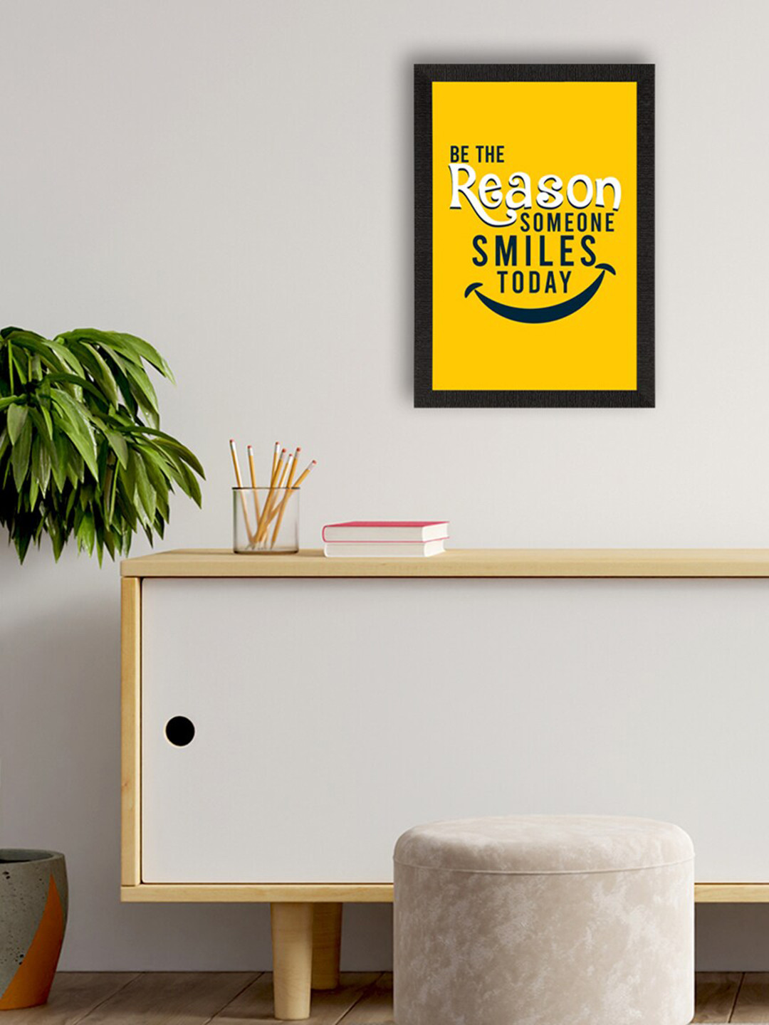 eCraftIndia Yellow & Black Motivational Quote Painting Wall Art