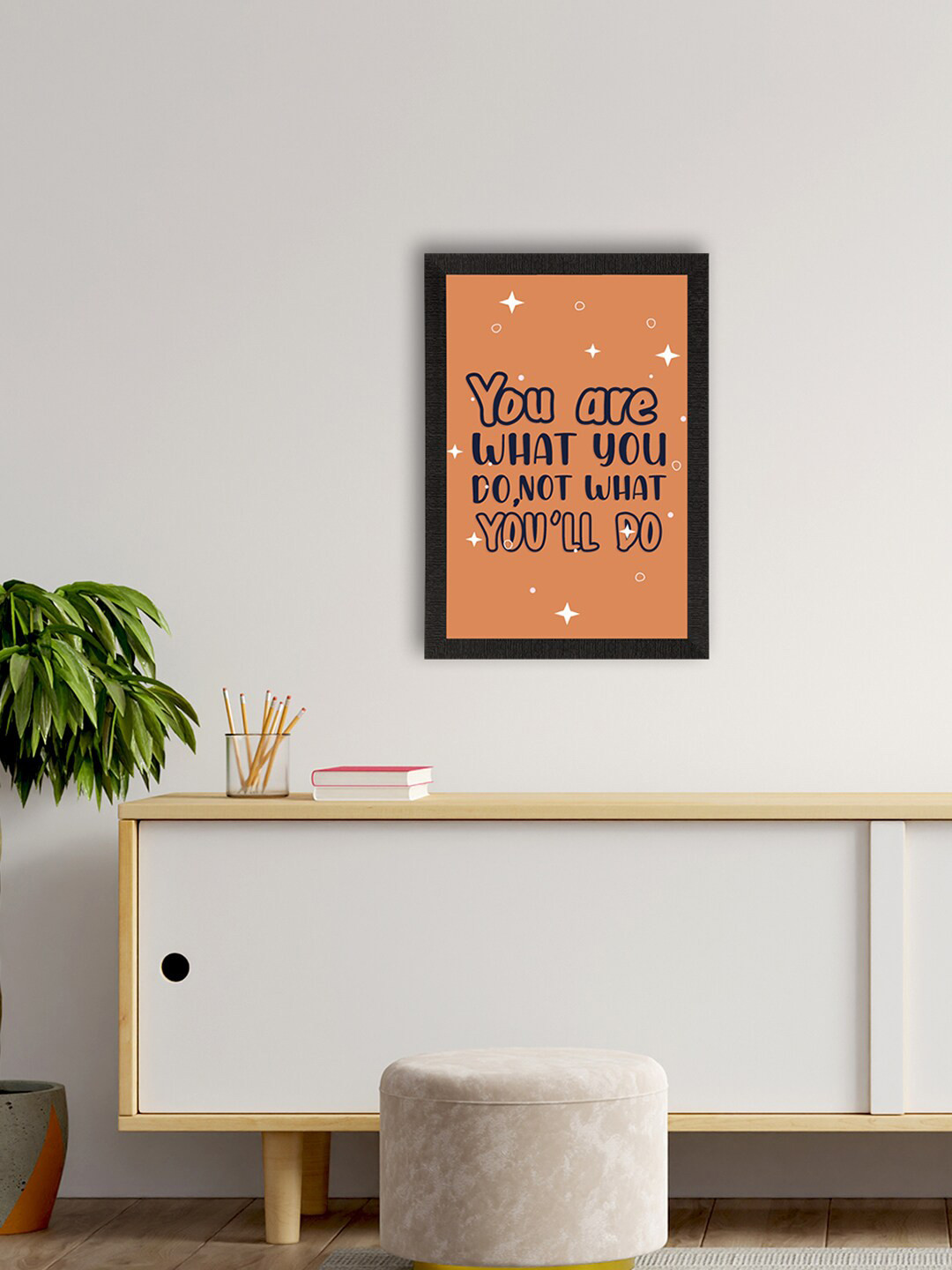eCraftIndia Quotes Brown Paper Wall Living Room Rectangle Paintings Wall Art -14 x 20In