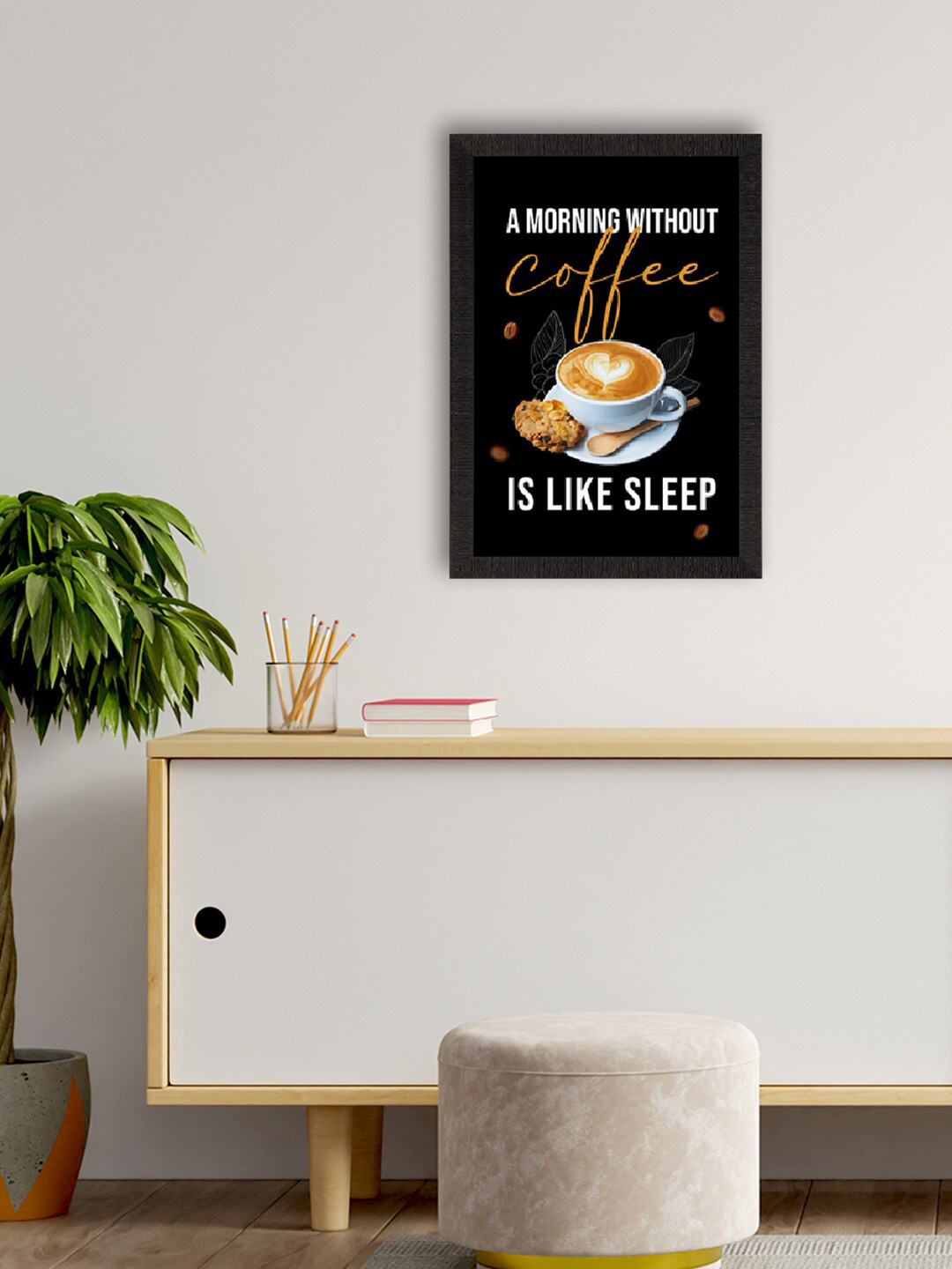 eCraftIndia A Morning Without Coffee Paper Wall Rectangle Paintings Wall Art - 14 x 20In
