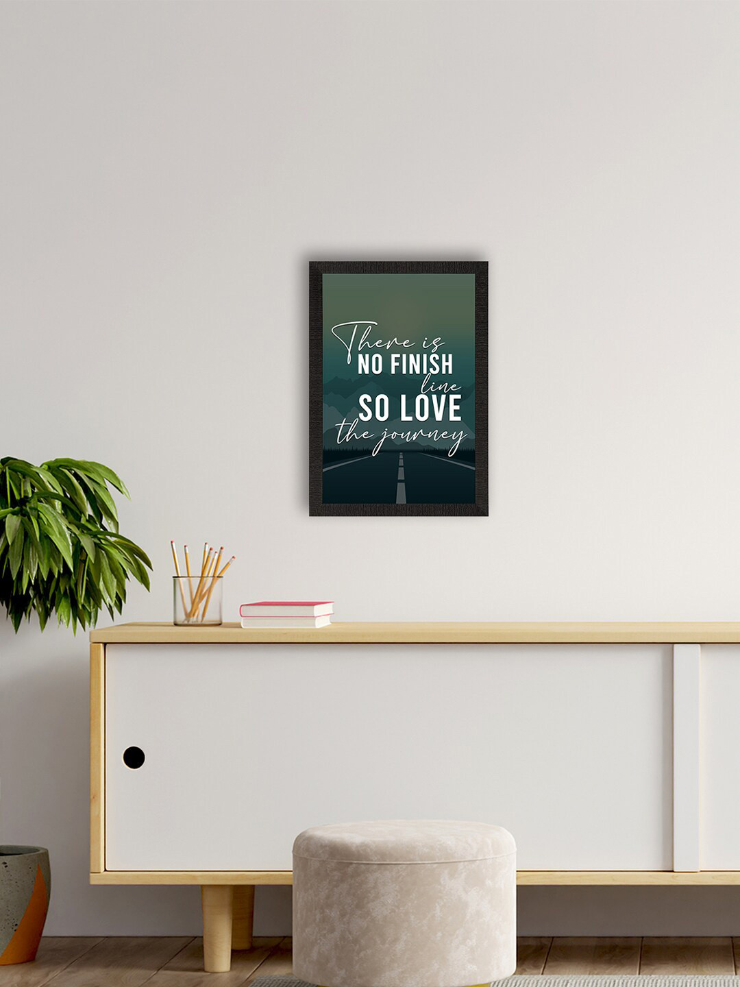 eCraftIndia Green & White Motivational Quote Painting Wall Art