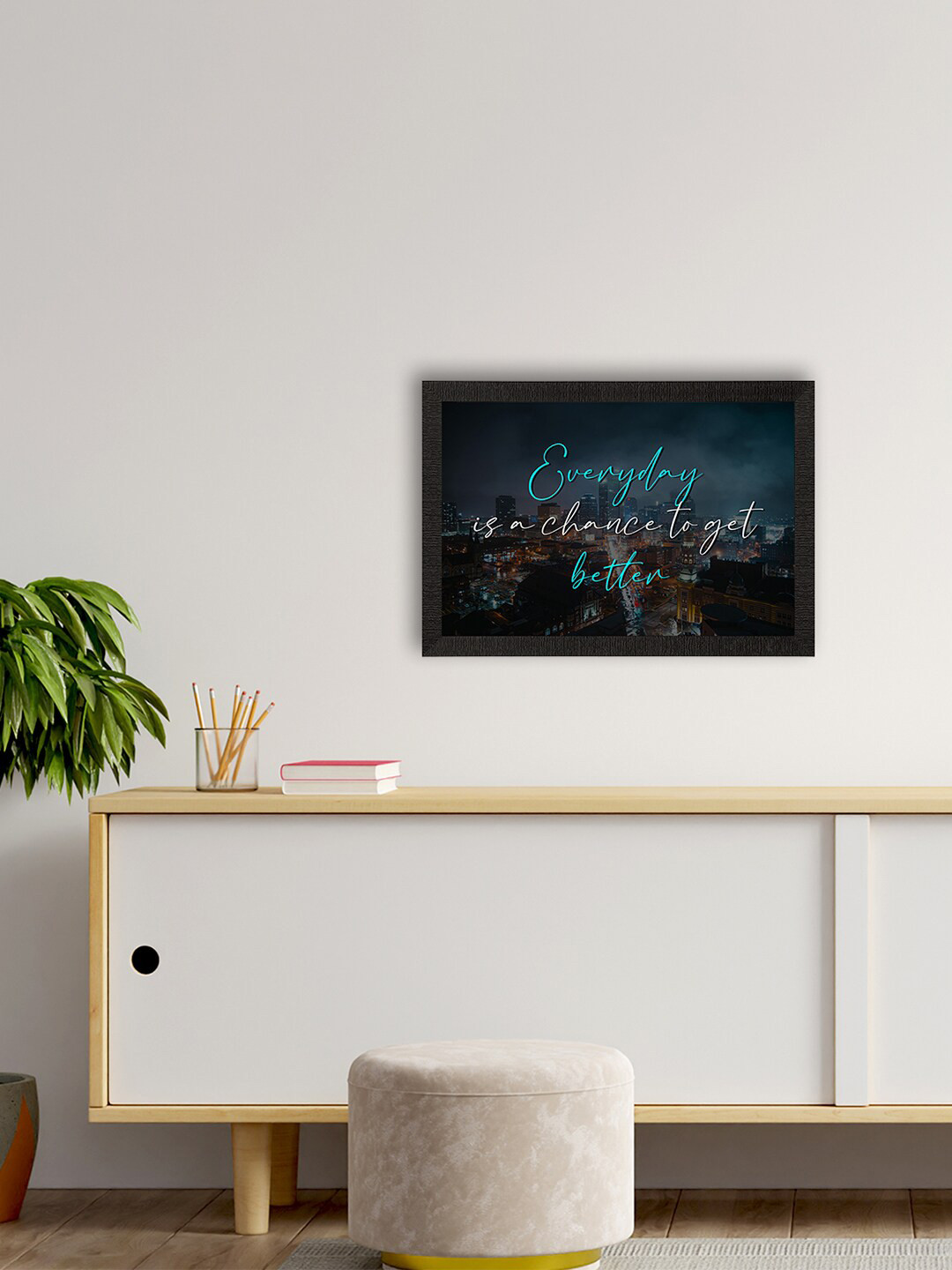 eCraftIndia Black & Blue Motivational Quote Painting Wall Art
