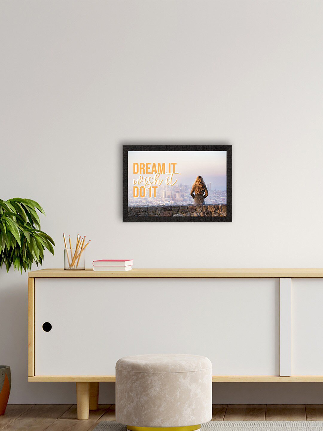 eCraftIndia Dream It, Wish It, Do It Paper Wall Rectangle Paintings Wall Art -14 x 10In