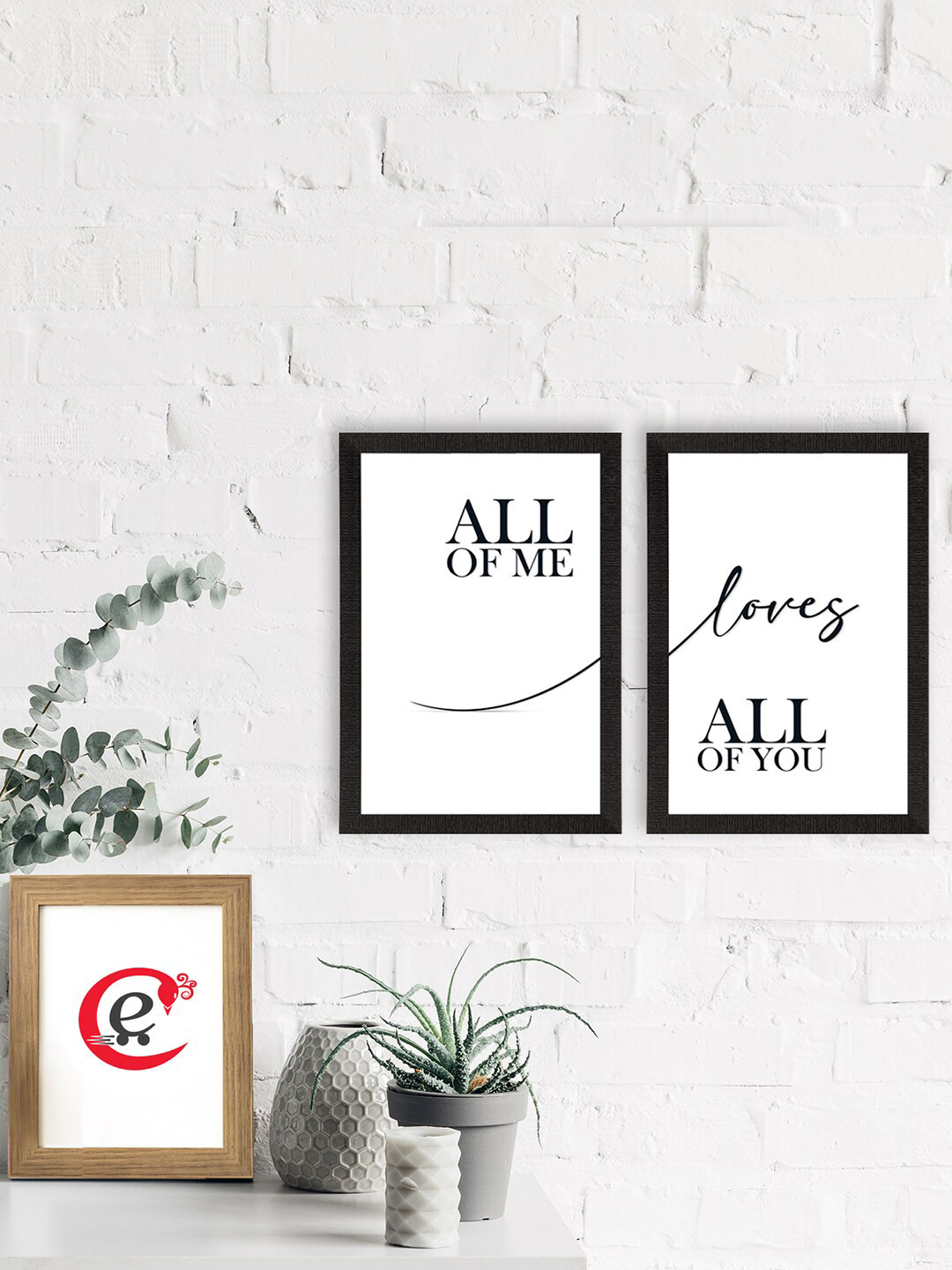 eCraftIndia All Of Me Love All Of You MDF 2 Piece Wall Paintings Wall Art - 20 x 14 In
