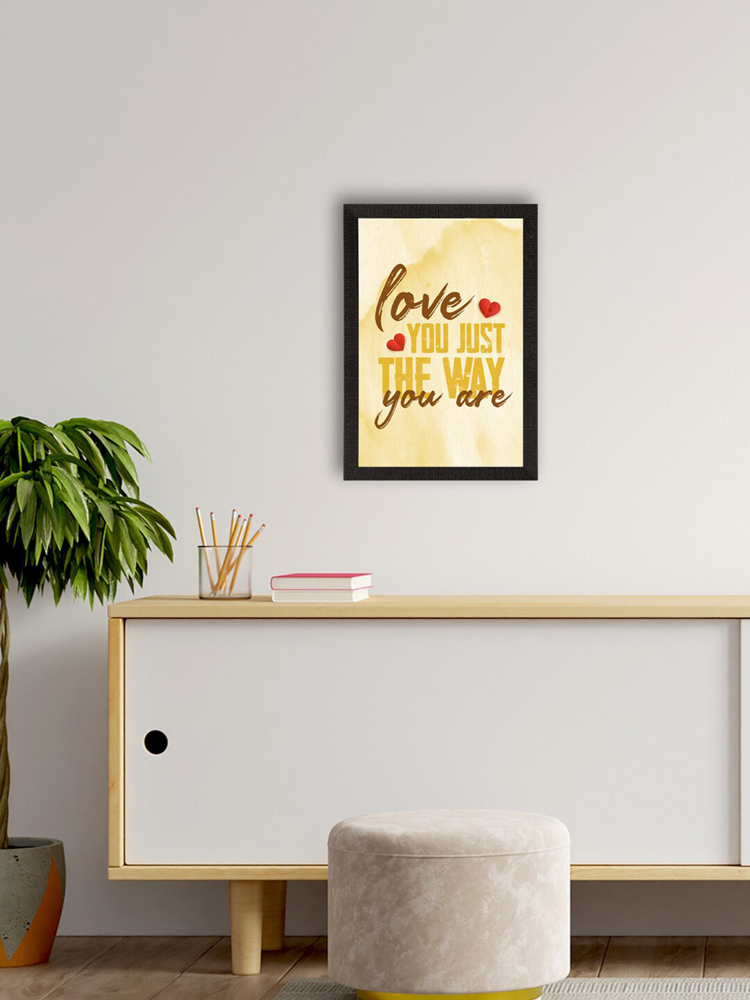 eCraftIndia Beige & Brown Quotes Printed Framed Wall Art