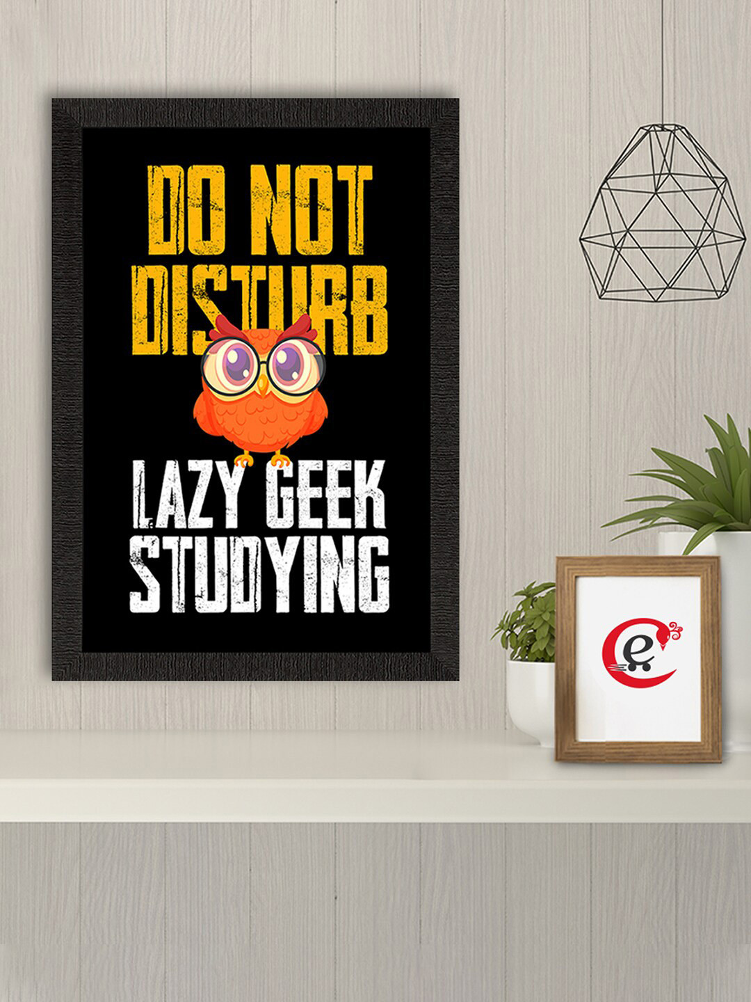 eCraftIndia Black & Yellow Do Not Disturb Quirky Quote Satin Matt Texture UV Art Painting