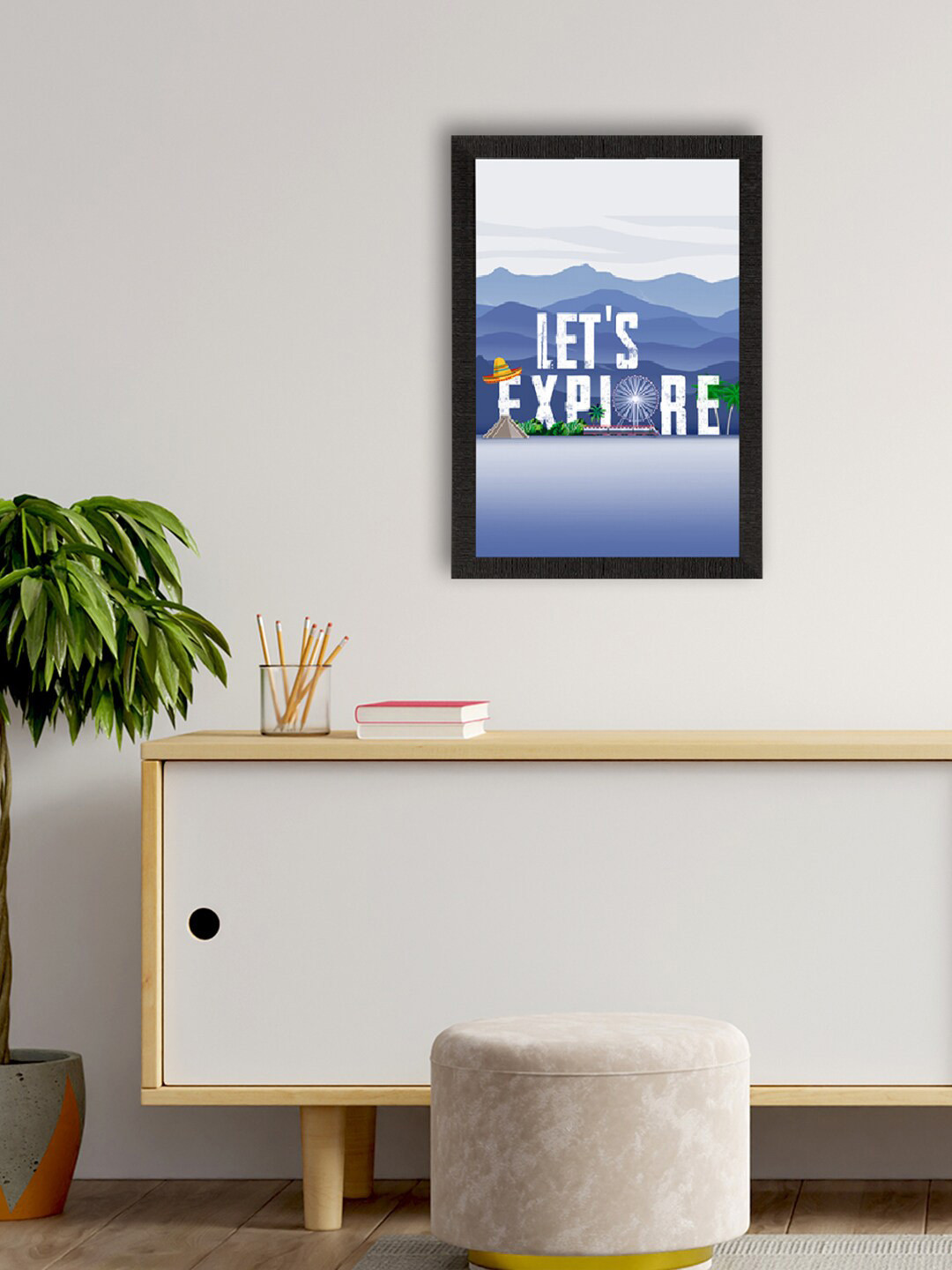 eCraftIndia Blue & White Motivational Quote Painting Wall Art