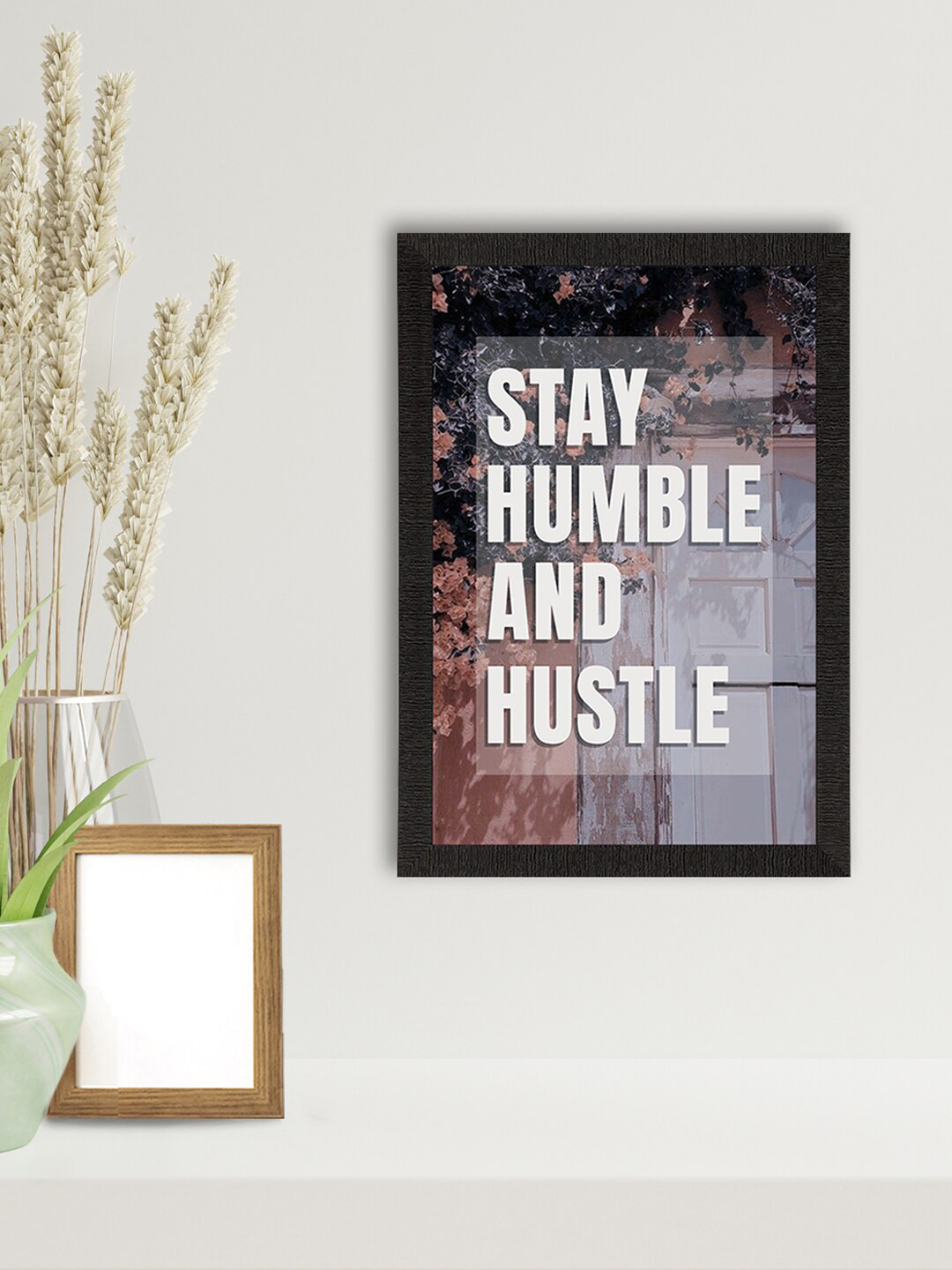 eCraftIndia Brown & White Stay Humble Quote Framed Wall Art